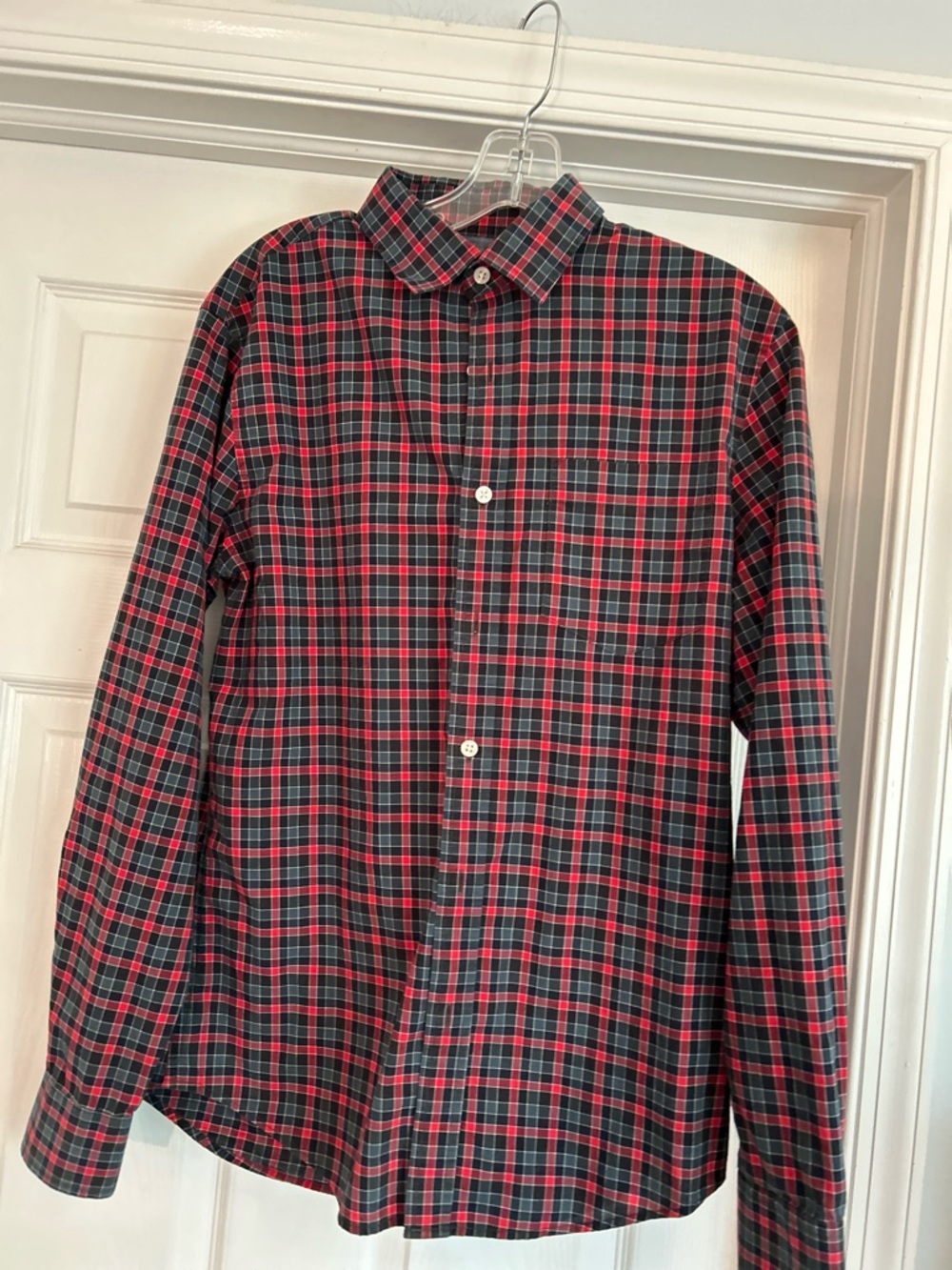 Banana Republic Red and Black Plaid Button-Down Shirt